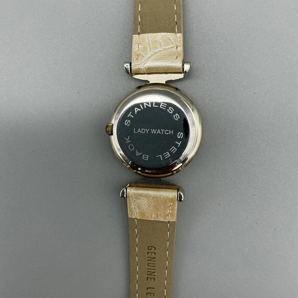 Venice Womens Watch 27mm Multicolor Floral Bezel Gold Tone Leather New Battery